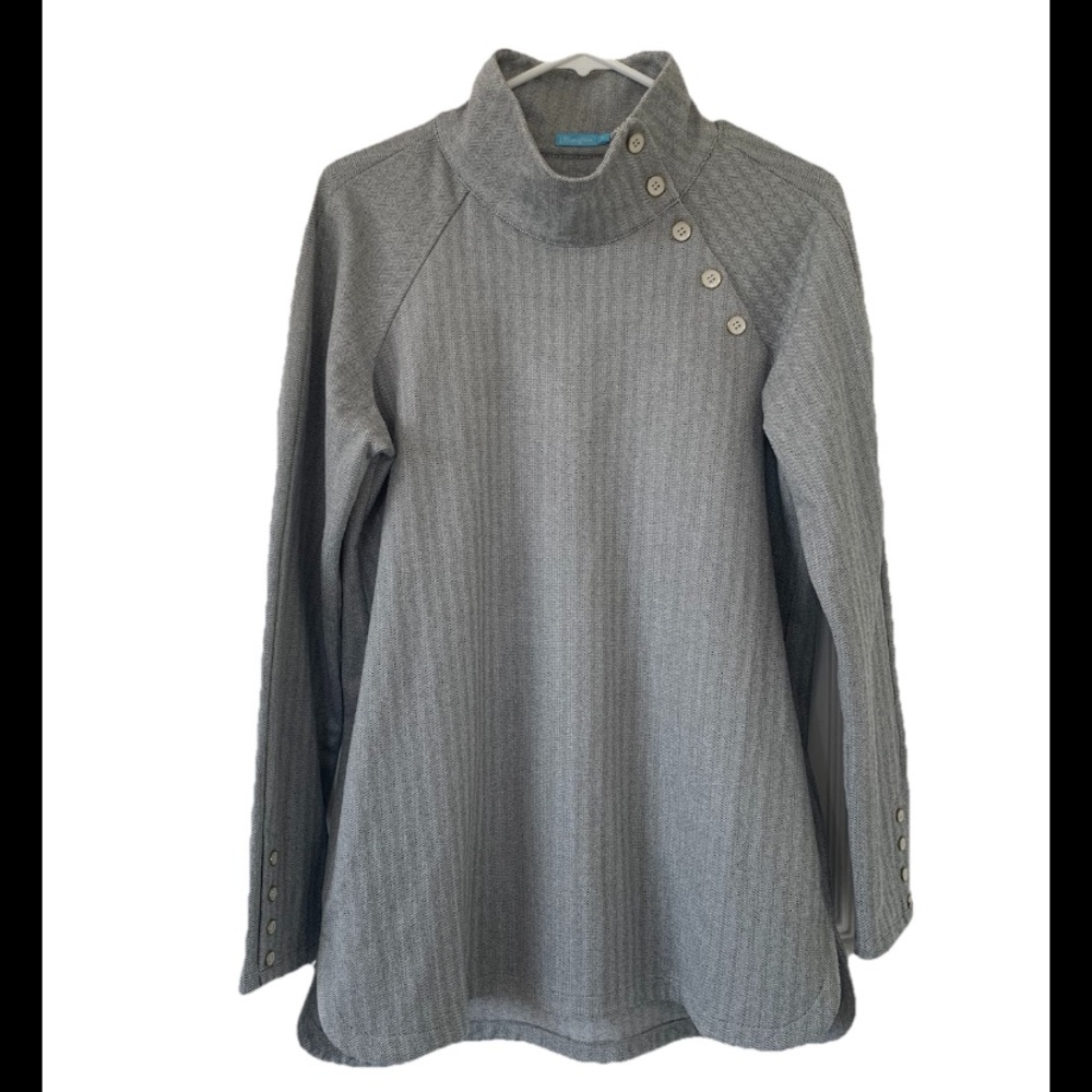 J. McLaughlin Marisa M Fleece Top Funnel Neck Pullover Sweatshirt Grey New